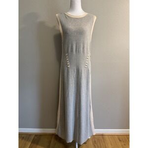 Anthropologie Daily Practice Side Lace Knit Maxi Dress NWT XL Gray